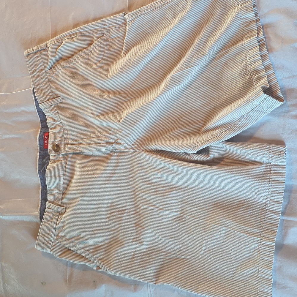Izod Men's Lot of Two 10"‎ Seersucker Shorts Blue Tan Preppy Size 40 - Picture 8 of 15